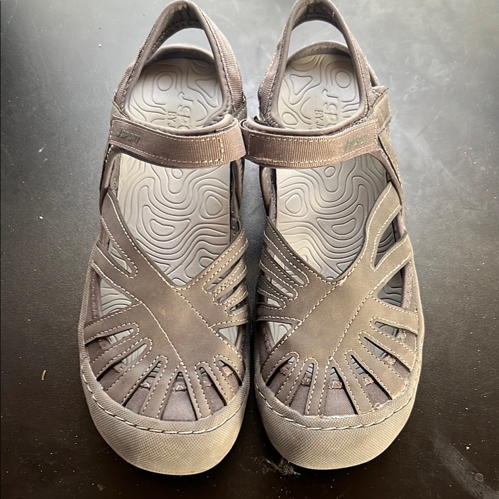 JSport by Jambu Gray Sandals Slip-On Comfort